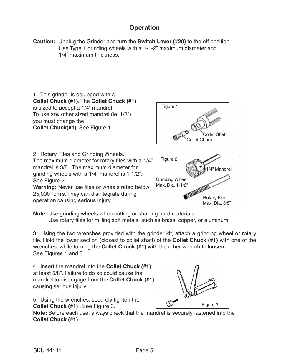 Operation | Harbor Freight Tools 44141 User Manual | Page 5 / 10