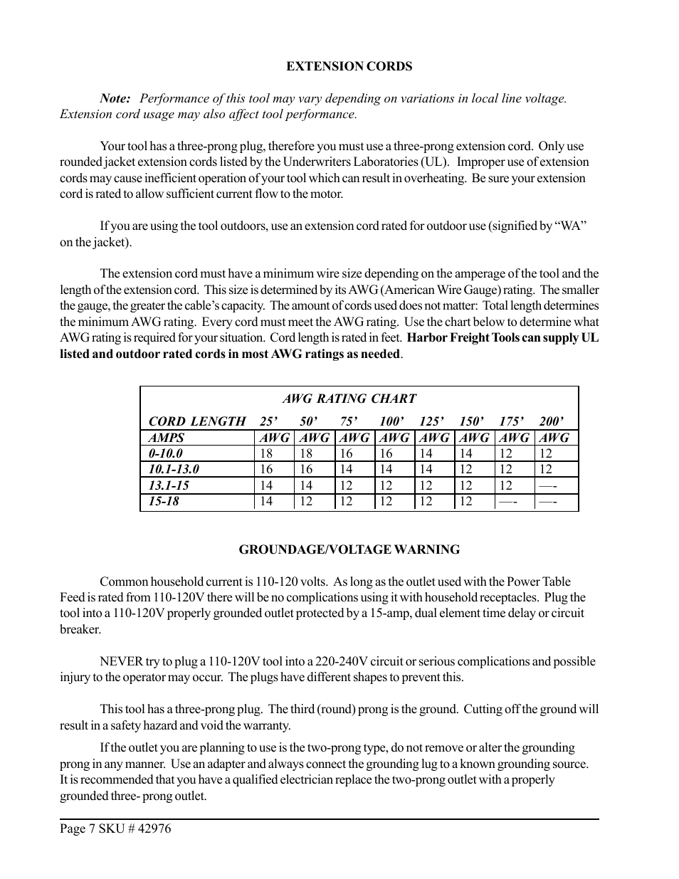 Harbor Freight Tools 42976 User Manual | Page 7 / 16