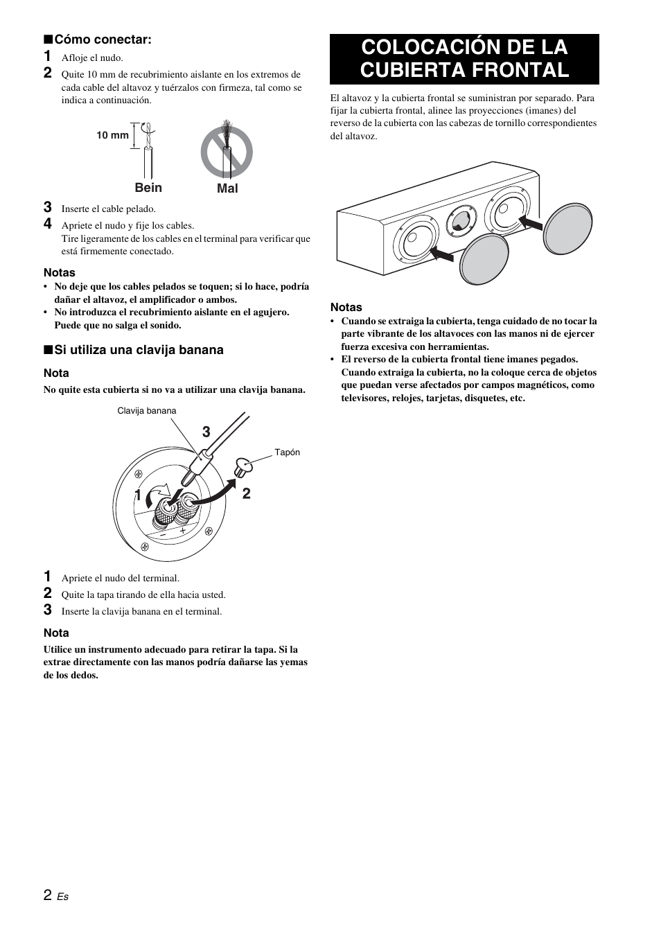 Colocación de la cubierta frontal | Yamaha NS-C700 User Manual | Page 16 / 24