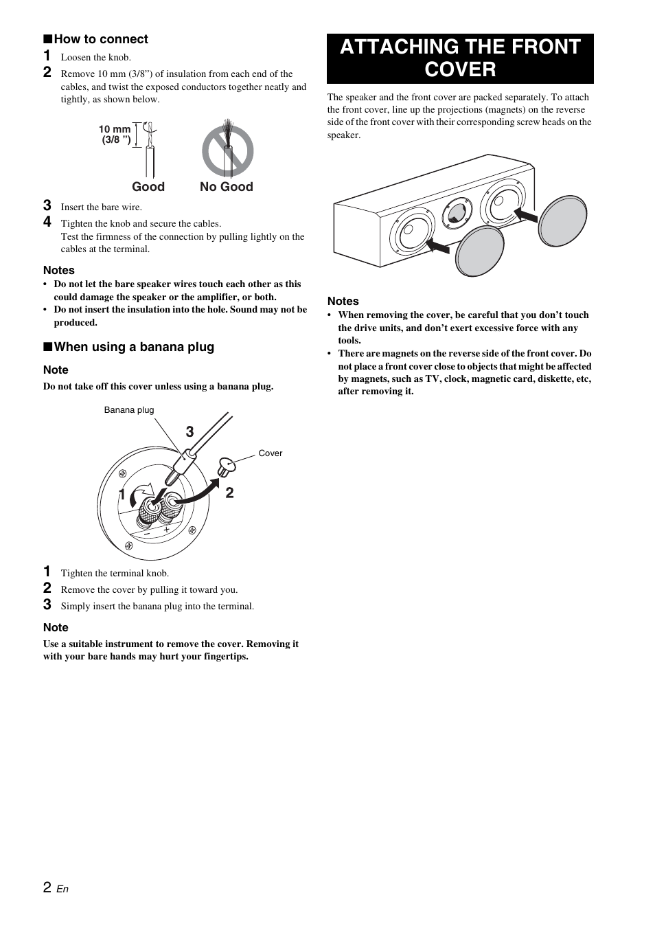 Attaching the front cover | Yamaha NS-C700 User Manual | Page 4 / 24