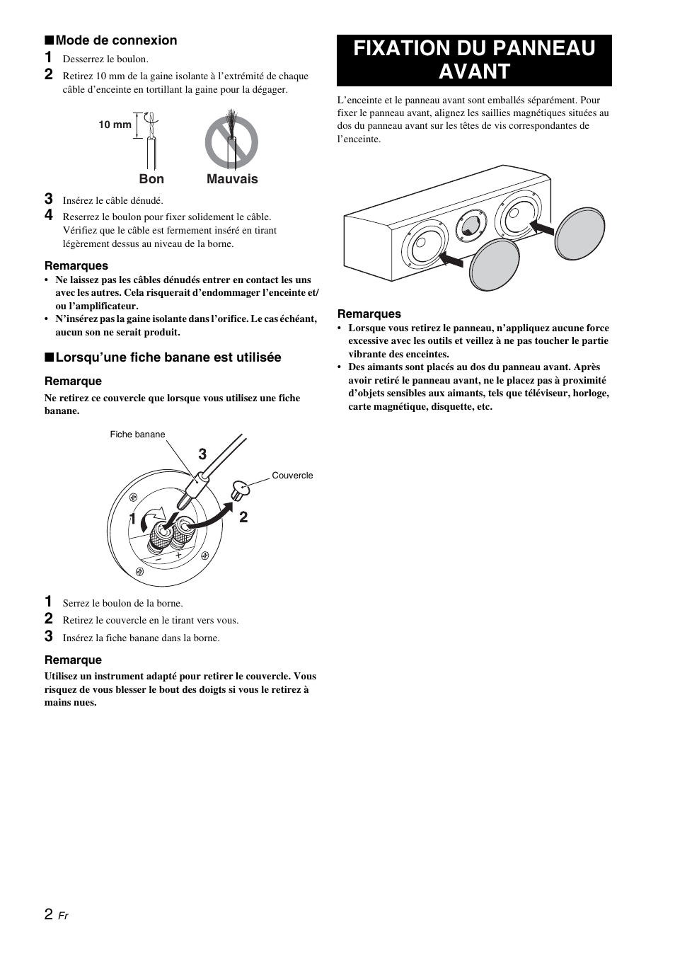 Fixation du panneau avant | Yamaha NS-C700 User Manual | Page 8 / 24