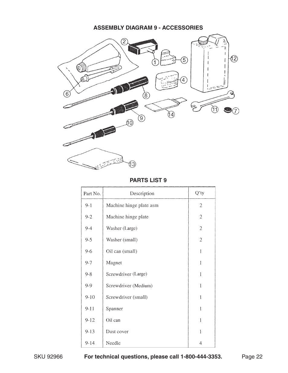 Harbor Freight Tools 92966 User Manual | Page 22 / 24