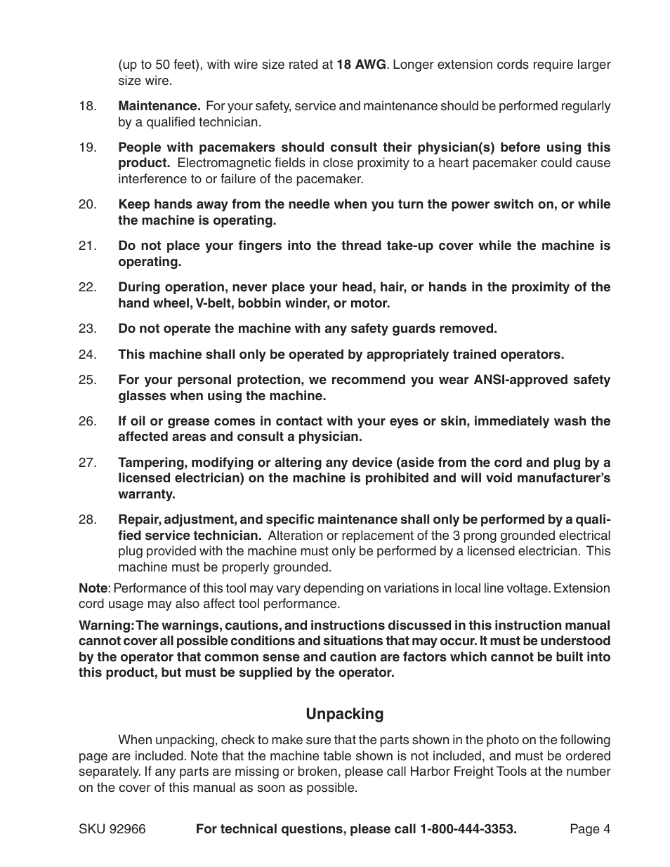 Harbor Freight Tools 92966 User Manual | Page 4 / 24