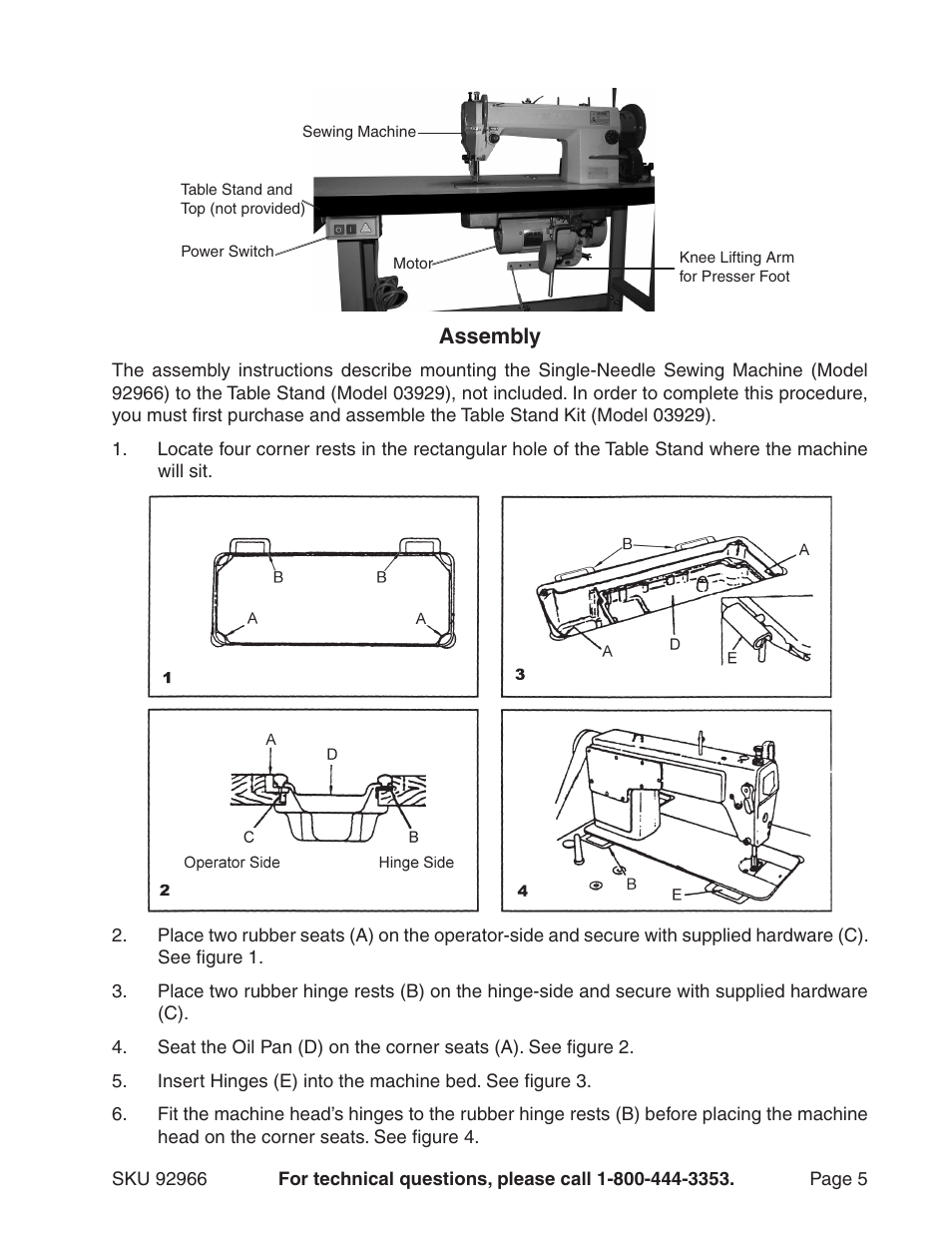 Assembly | Harbor Freight Tools 92966 User Manual | Page 5 / 24