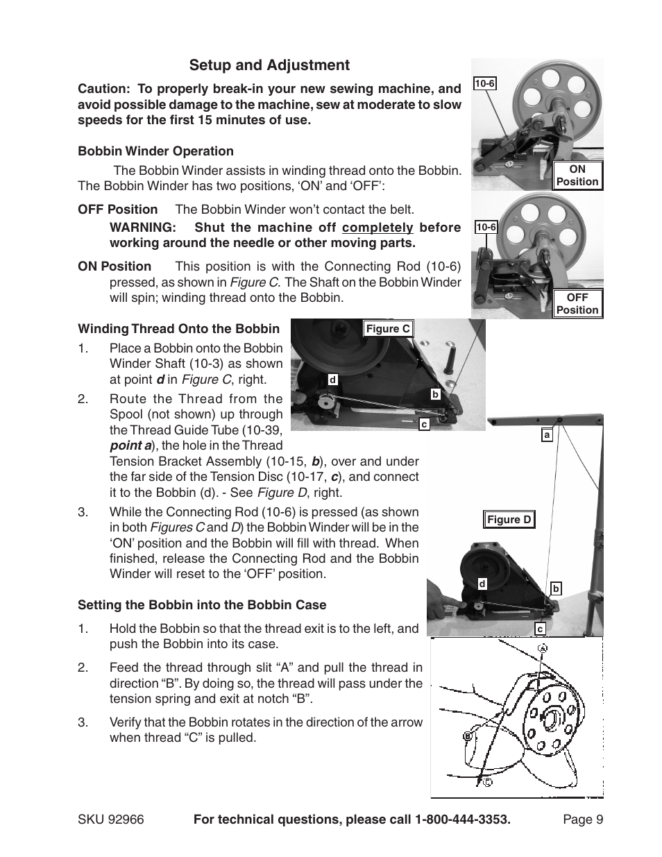 Setup and adjustment | Harbor Freight Tools 92966 User Manual | Page 9 / 24