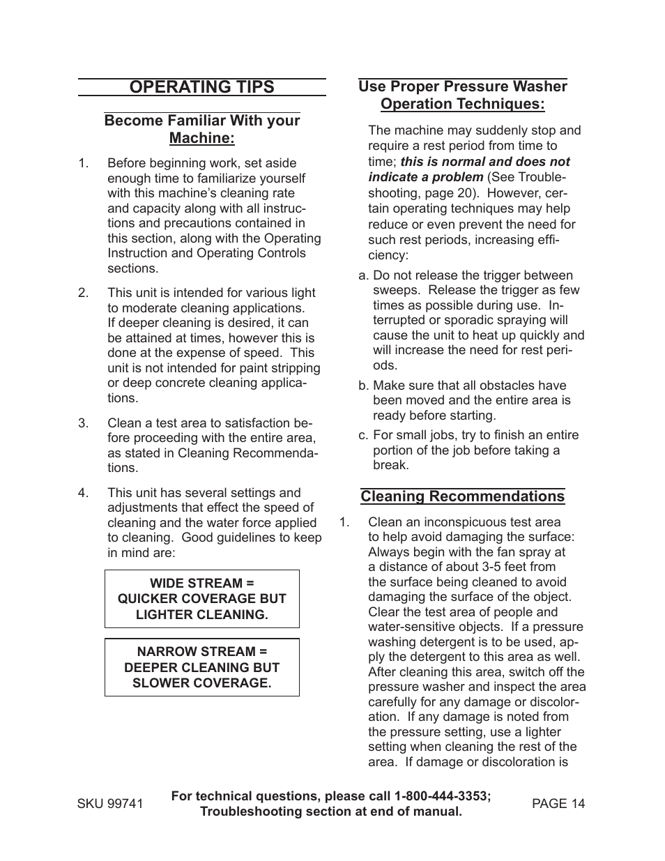 Operating tips | Harbor Freight Tools 99741 User Manual | Page 14 / 23