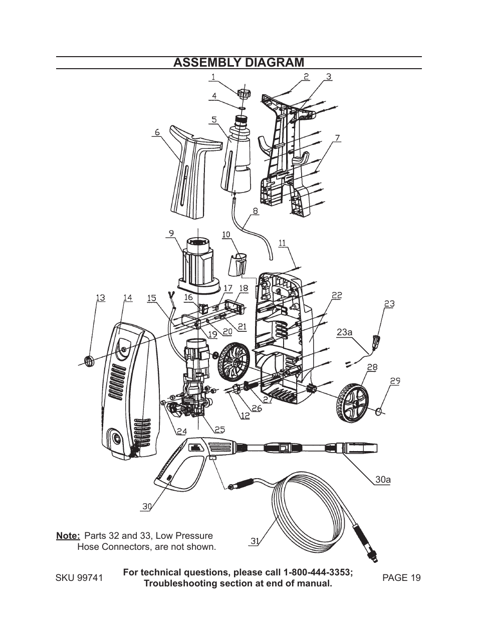 Assembly diagram | Harbor Freight Tools 99741 User Manual | Page 19 / 23