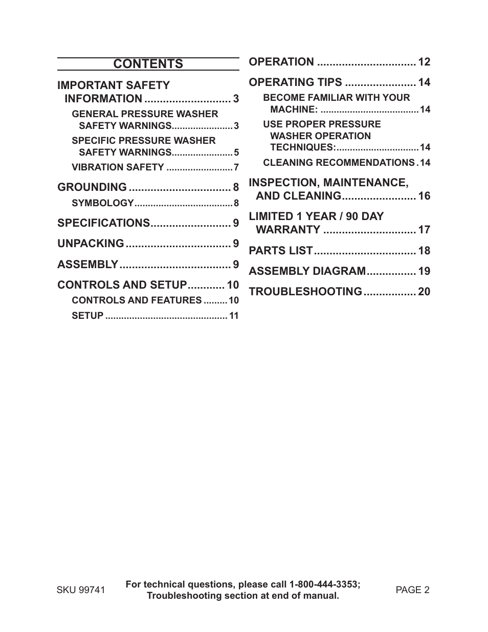 Harbor Freight Tools 99741 User Manual | Page 2 / 23