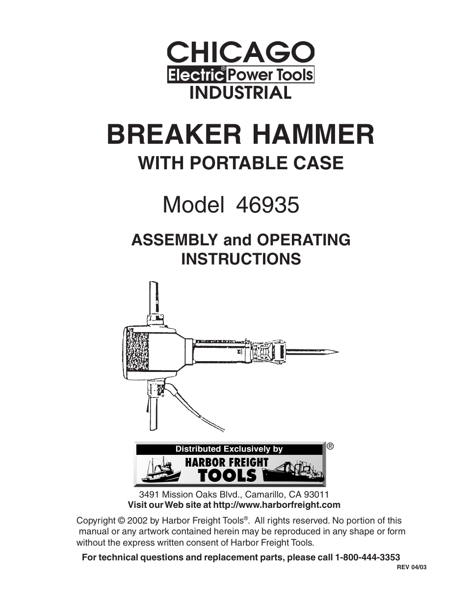 Harbor Freight Tools 46935 User Manual | 8 pages