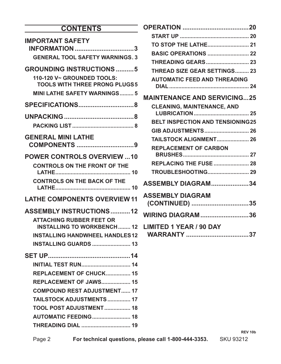 Harbor Freight Tools 93212 User Manual | Page 2 / 37