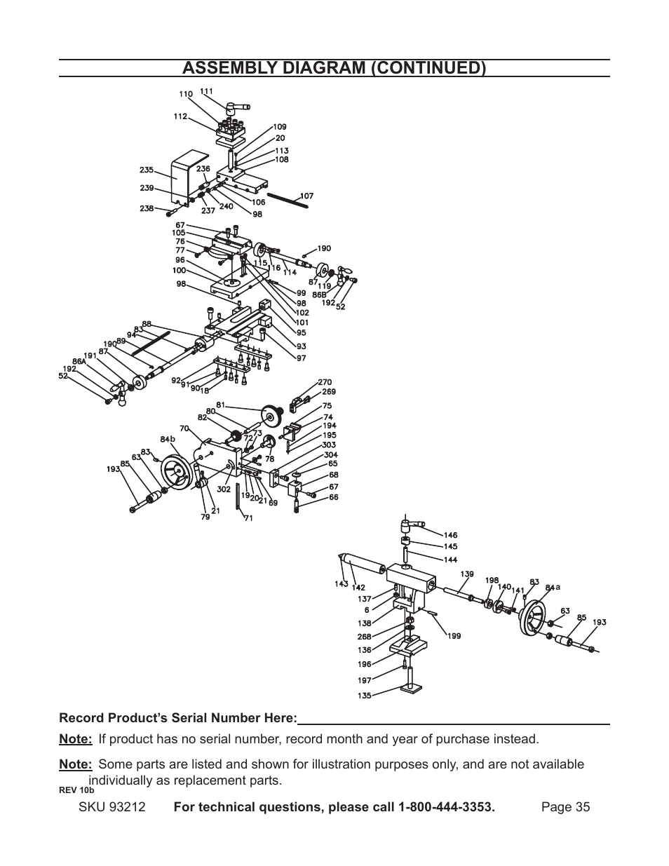 Assembly diagram (continued) | Harbor Freight Tools 93212 User Manual | Page 35 / 37