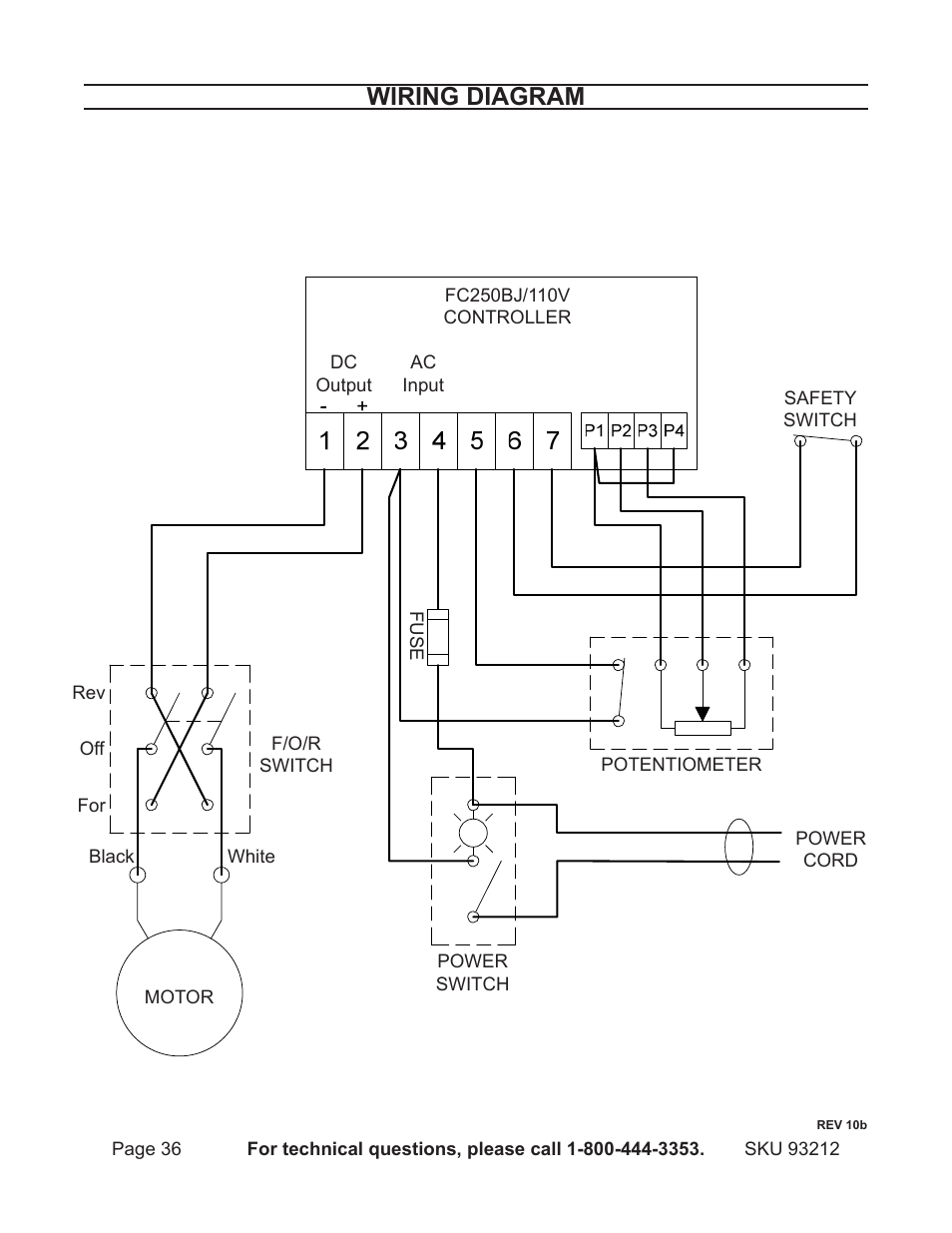 Wiring diagram | Harbor Freight Tools 93212 User Manual | Page 36 / 37