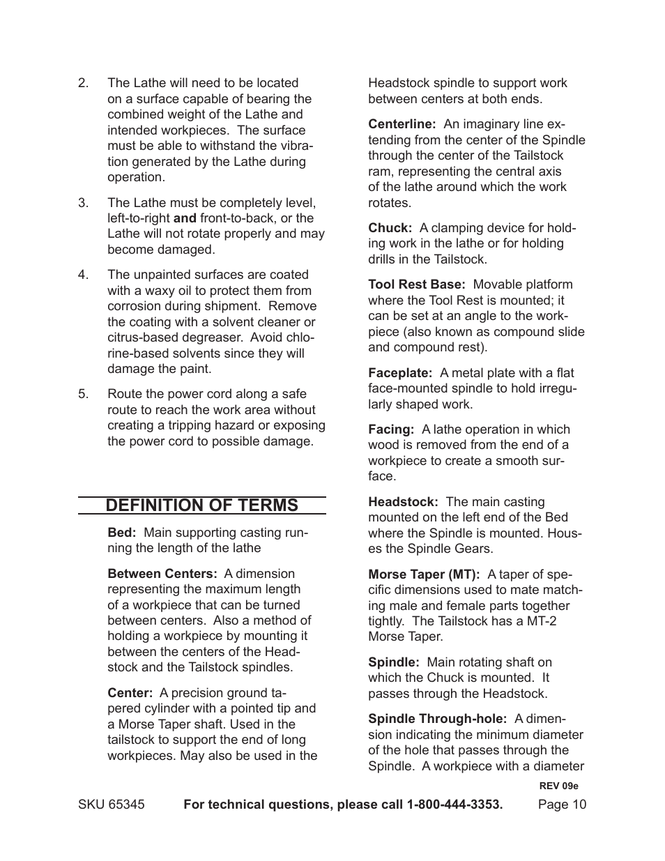 Definition of terms | Harbor Freight Tools CENTRAL MACHINERY 65345 User Manual | Page 10 / 22