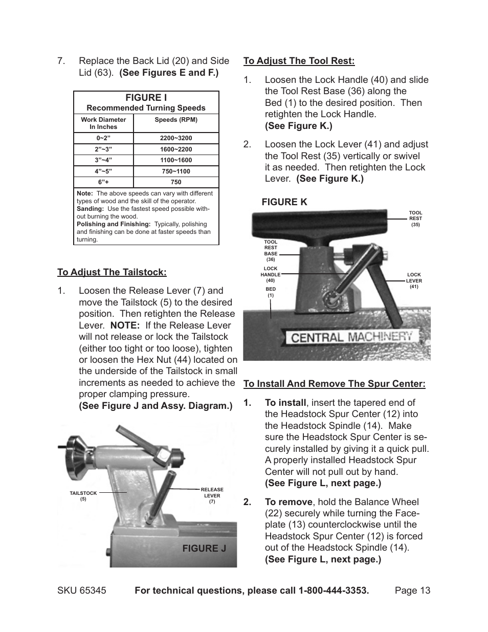 Harbor Freight Tools CENTRAL MACHINERY 65345 User Manual | Page 13 / 22