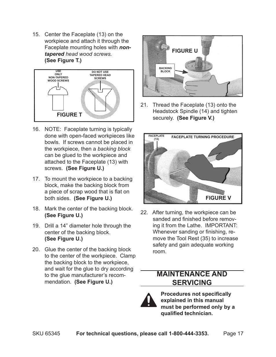 Maintenance and servicing | Harbor Freight Tools CENTRAL MACHINERY 65345 User Manual | Page 17 / 22