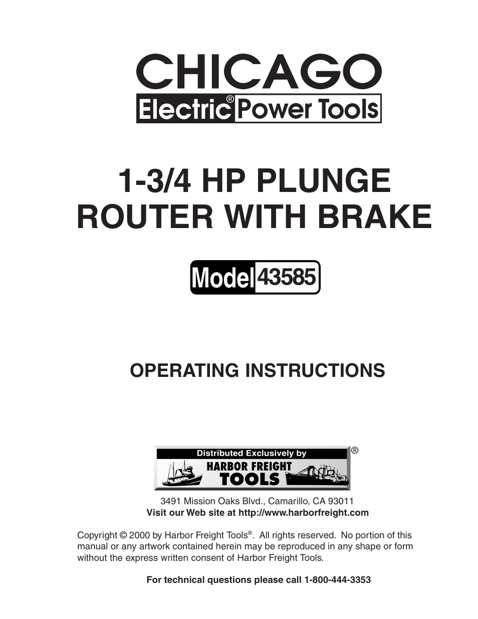 Harbor Freight Tools 43585 User Manual | 12 pages