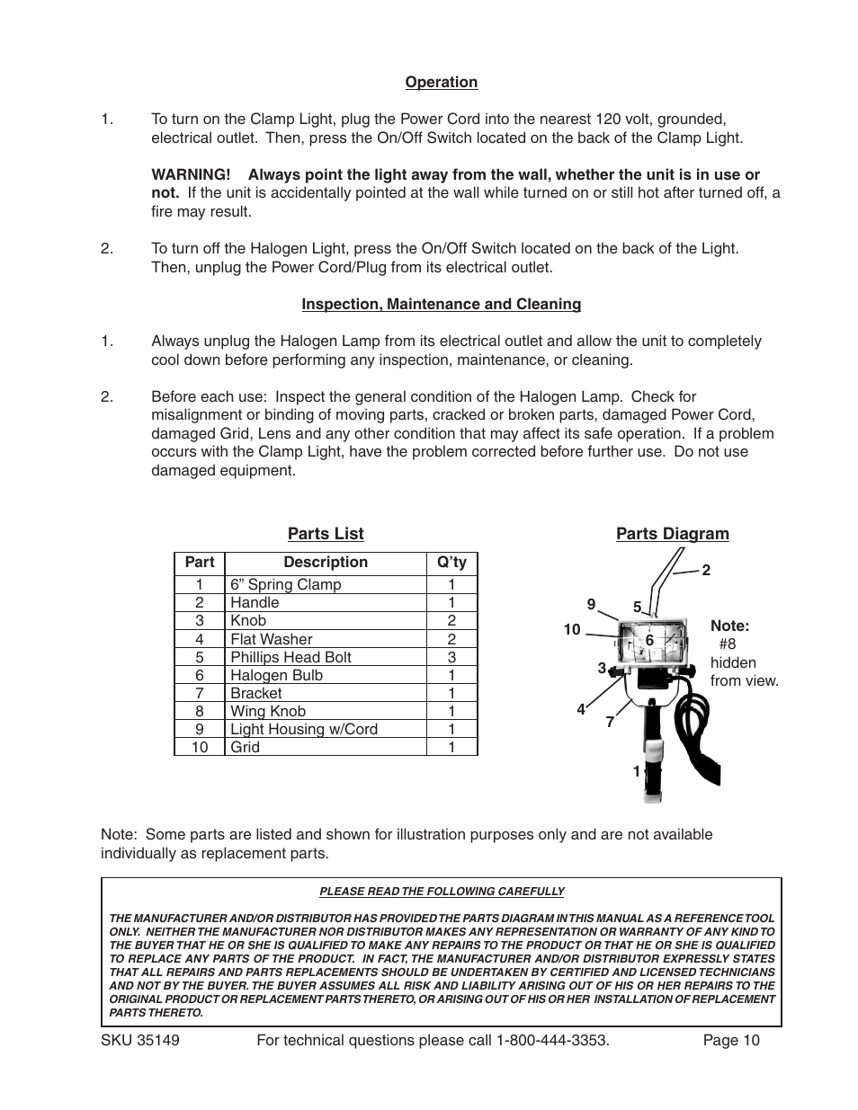 Harbor Freight Tools 35149 User Manual | Page 10 / 11