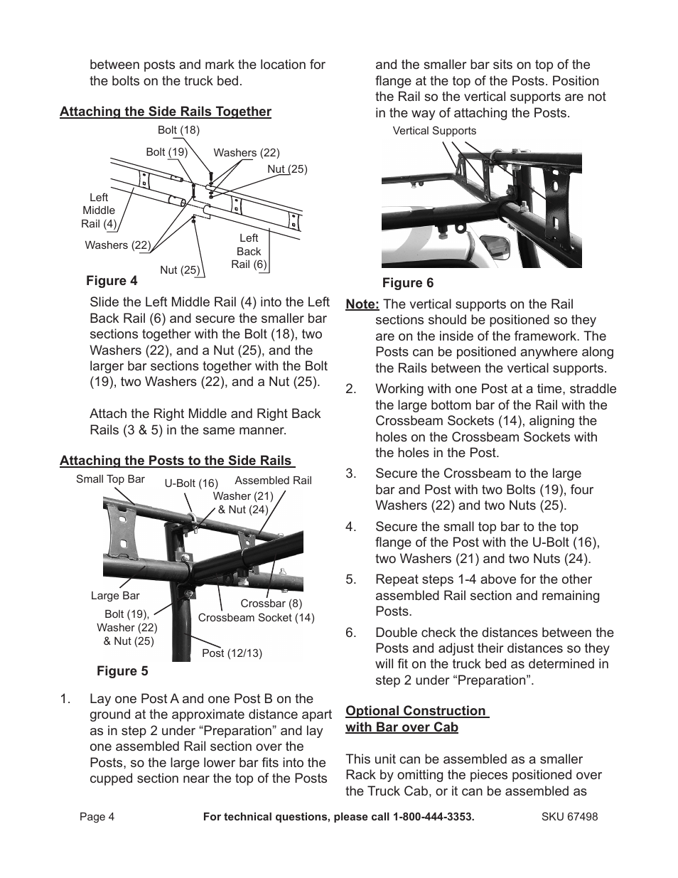 Harbor Freight Tools Universal Pickup Rack 67498 User Manual | Page 4 / 8