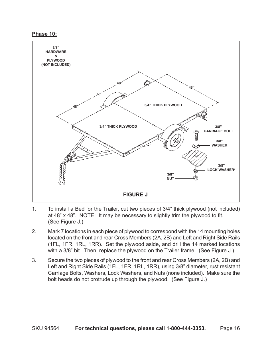 Harbor Freight Tools Trailer 94564 User Manual | Page 16 / 27