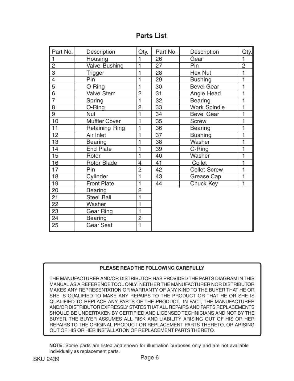 Harbor Freight Tools 2439 User Manual | Page 6 / 7