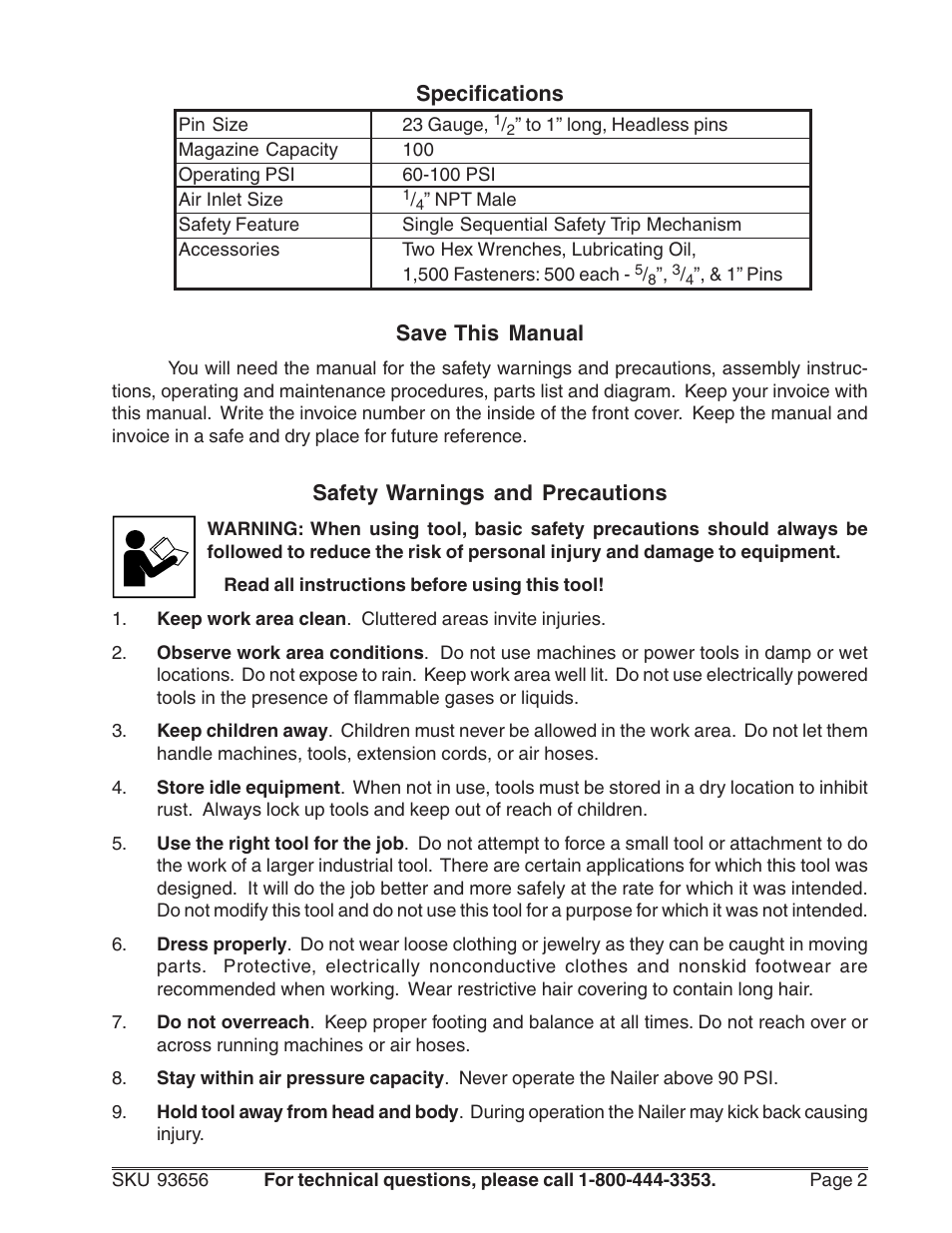 Harbor Freight Tools 93656 User Manual | Page 2 / 10