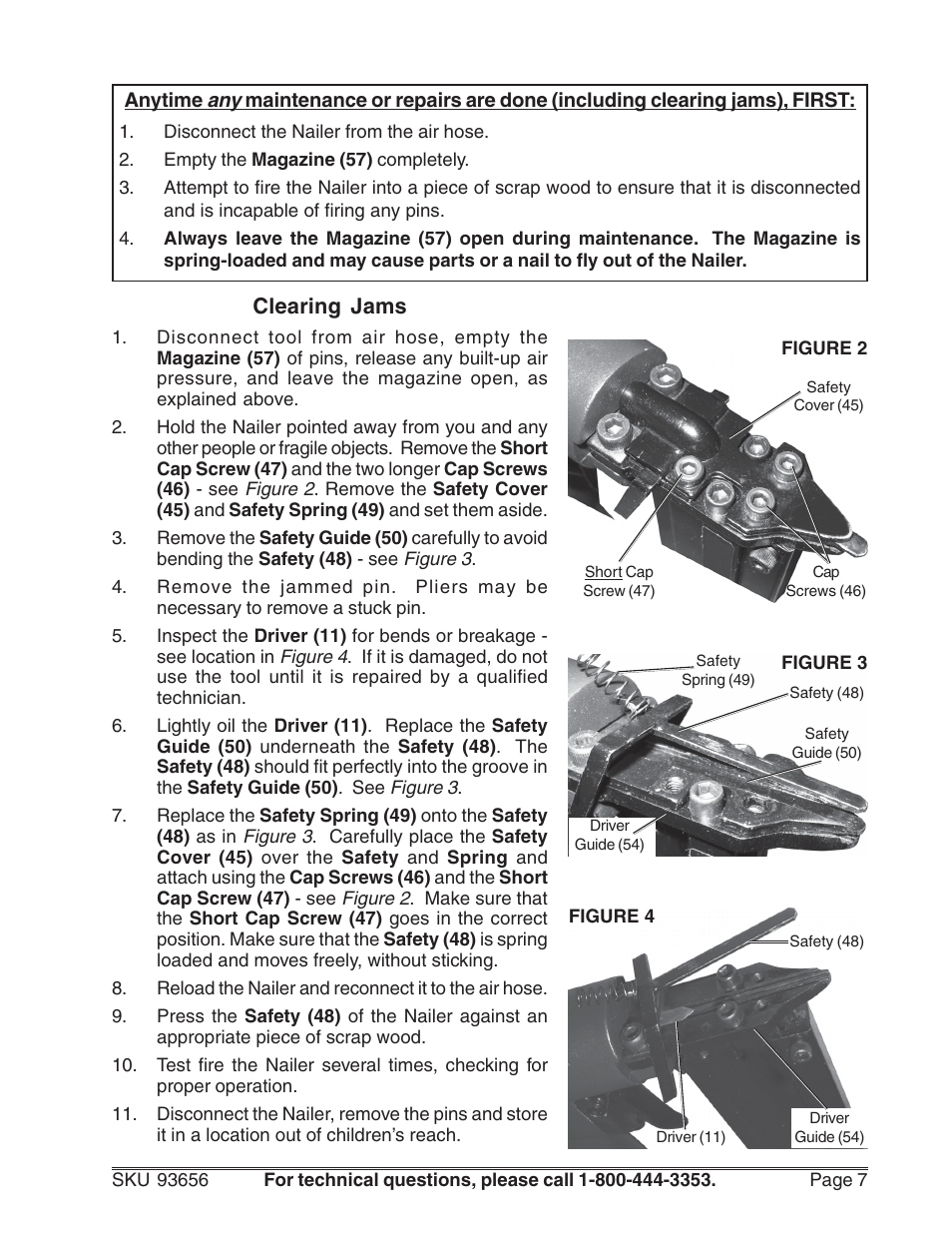 Clearing jams | Harbor Freight Tools 93656 User Manual | Page 7 / 10