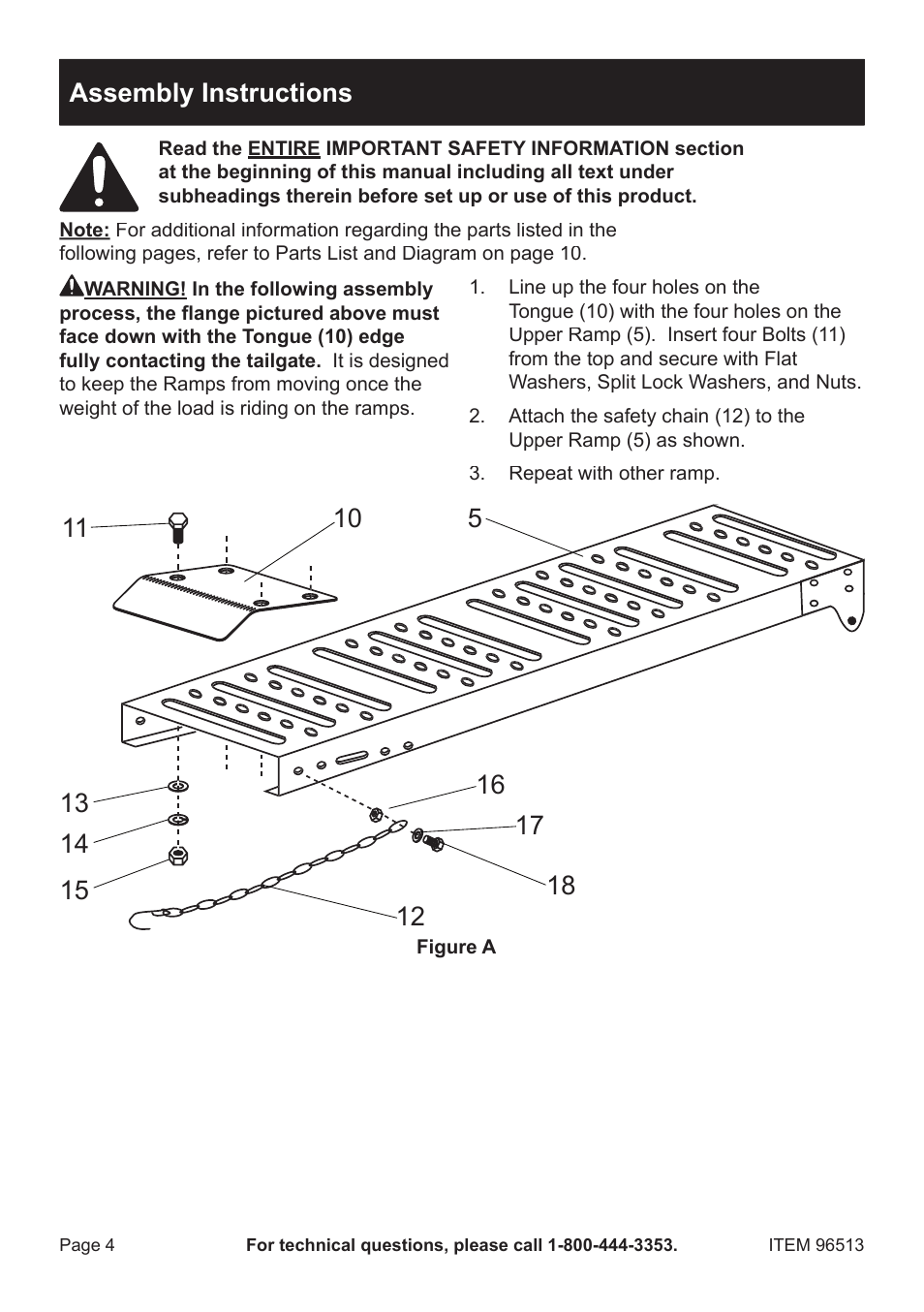 Assembly instructions | Harbor Freight Tools 96514 User Manual | Page 4 / 12