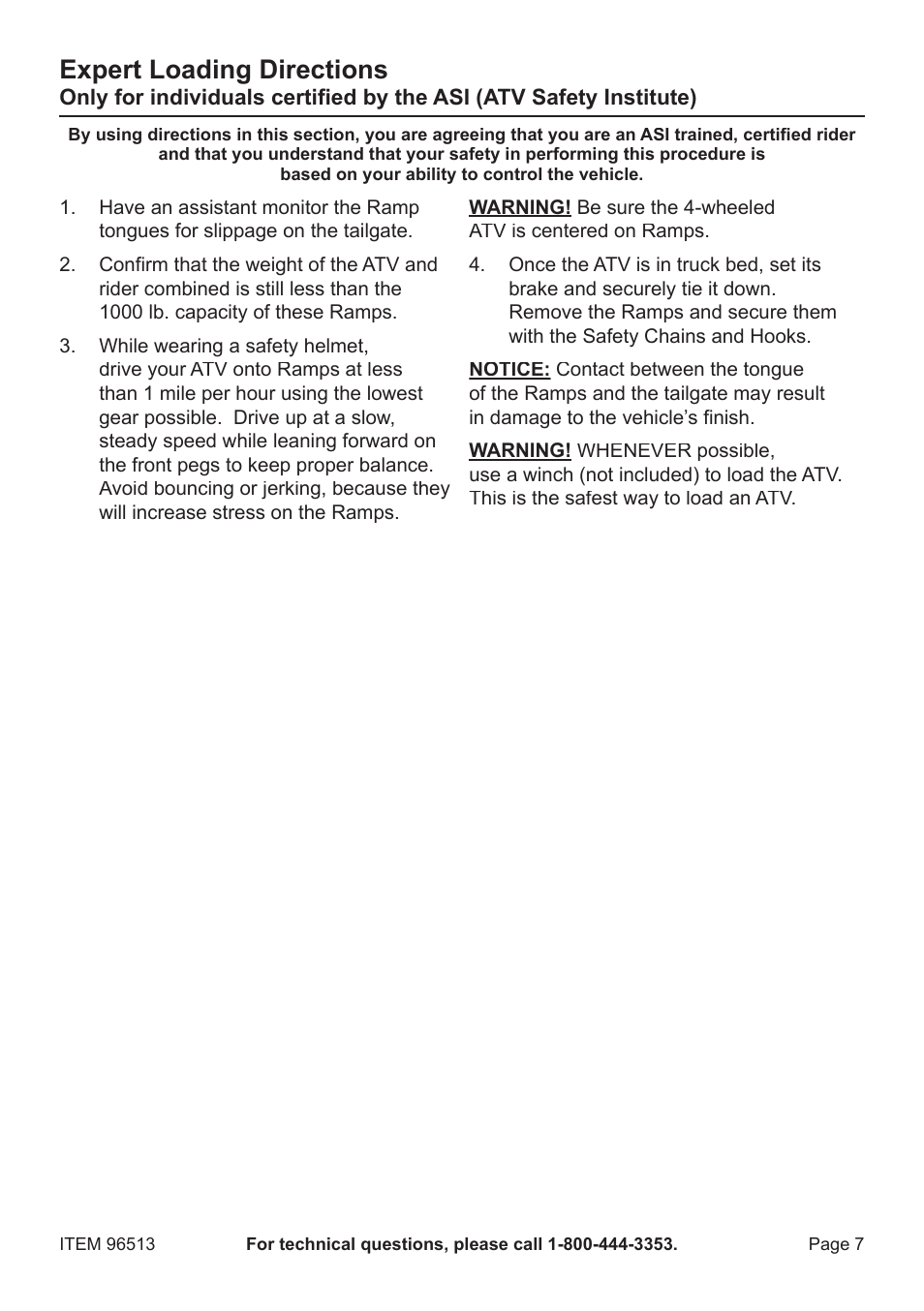 Expert loading directions | Harbor Freight Tools 96514 User Manual | Page 7 / 12