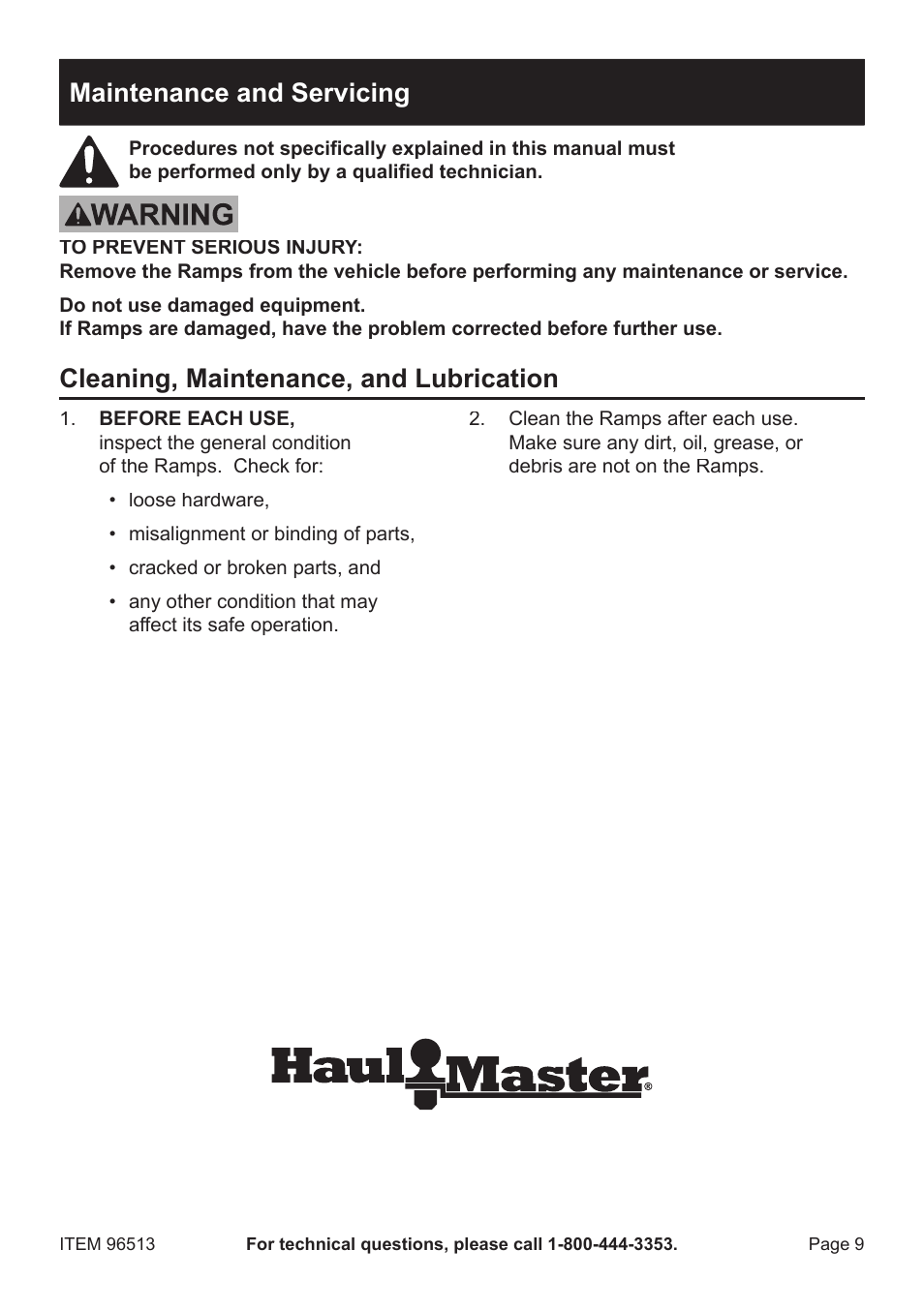 Maintenance and servicing, Cleaning, maintenance, and lubrication | Harbor Freight Tools 96514 User Manual | Page 9 / 12