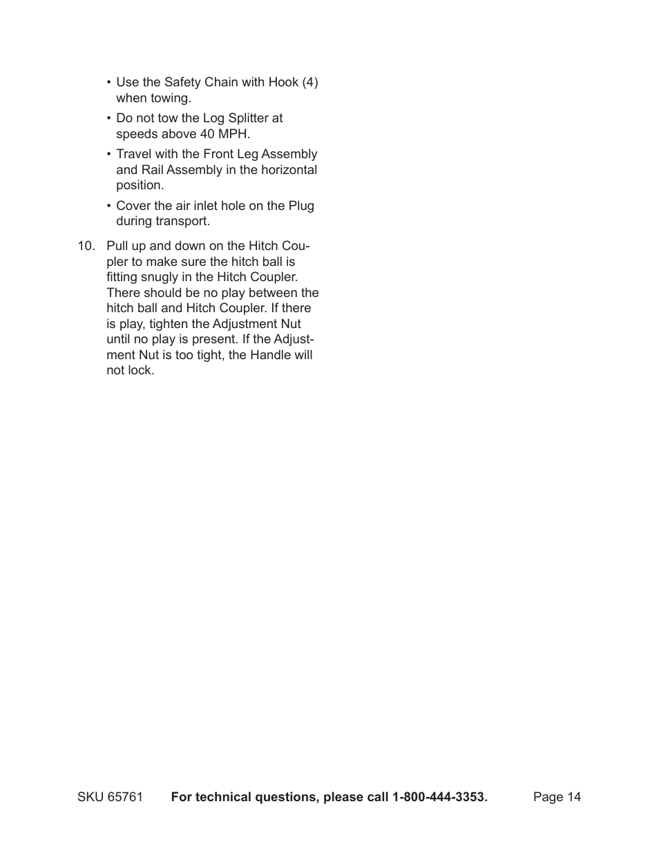 Harbor Freight Tools GREYHOUND 65761 User Manual | Page 14 / 37