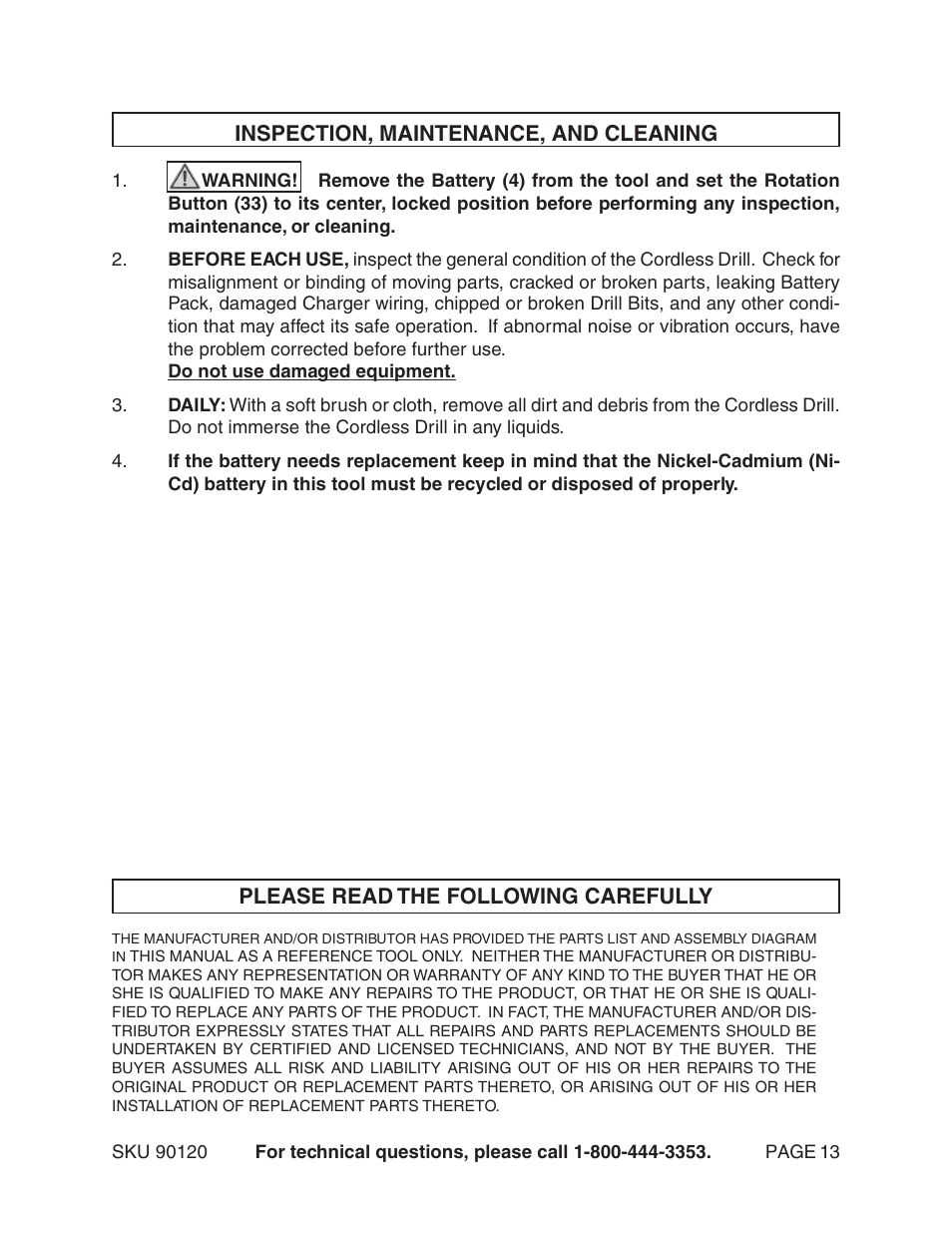 Harbor Freight Tools 90120 User Manual | Page 13 / 14