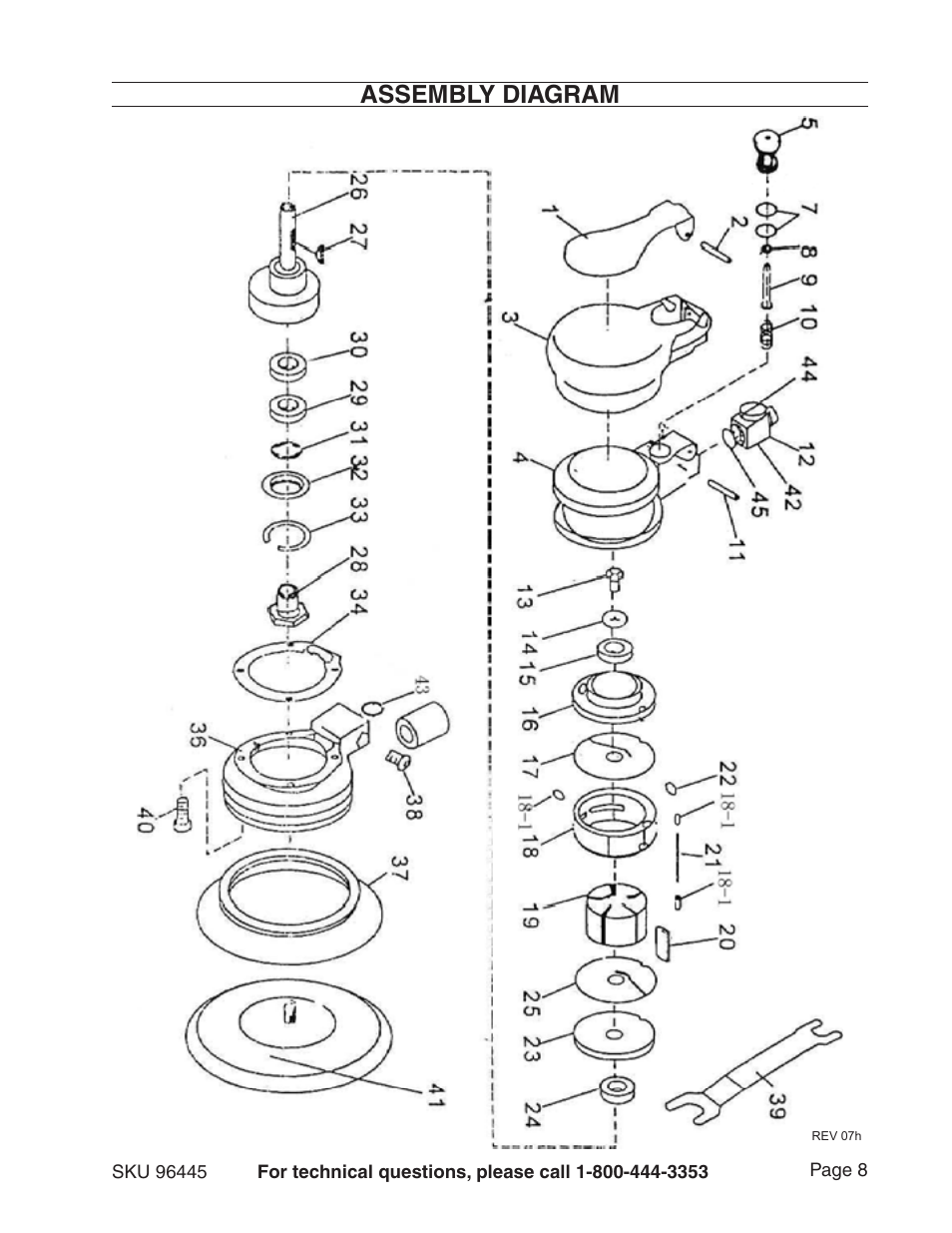 Assembly diagram | Harbor Freight Tools 96445 User Manual | Page 8 / 9