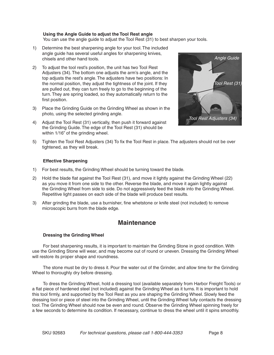 Maintenance | Harbor Freight Tools 92683 User Manual | Page 8 / 11