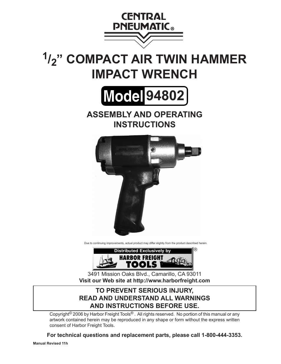 Harbor Freight Tools 94802 User Manual | 8 pages