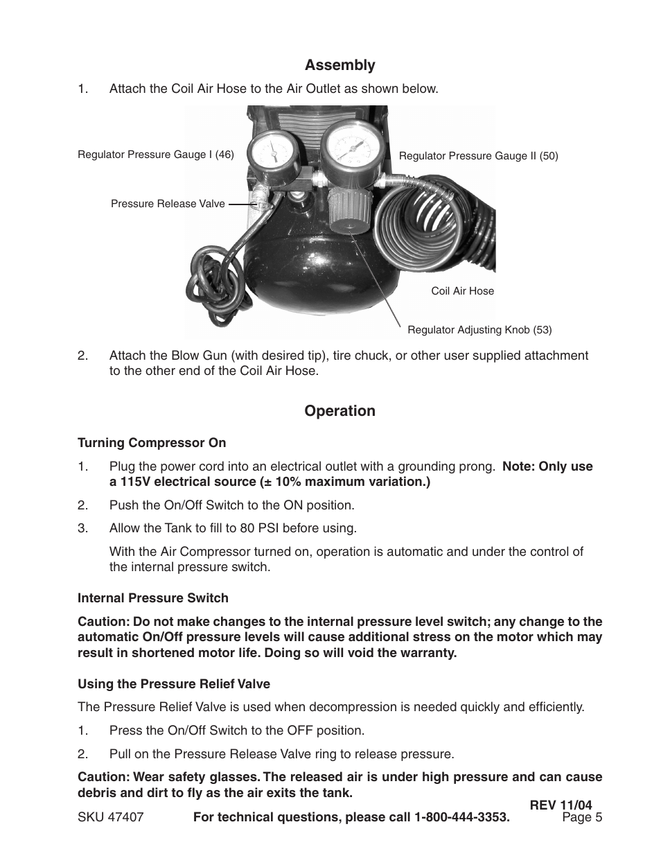 Harbor Freight Tools CENTRAL PNEUMATIC 47407 User Manual | Page 5 / 8