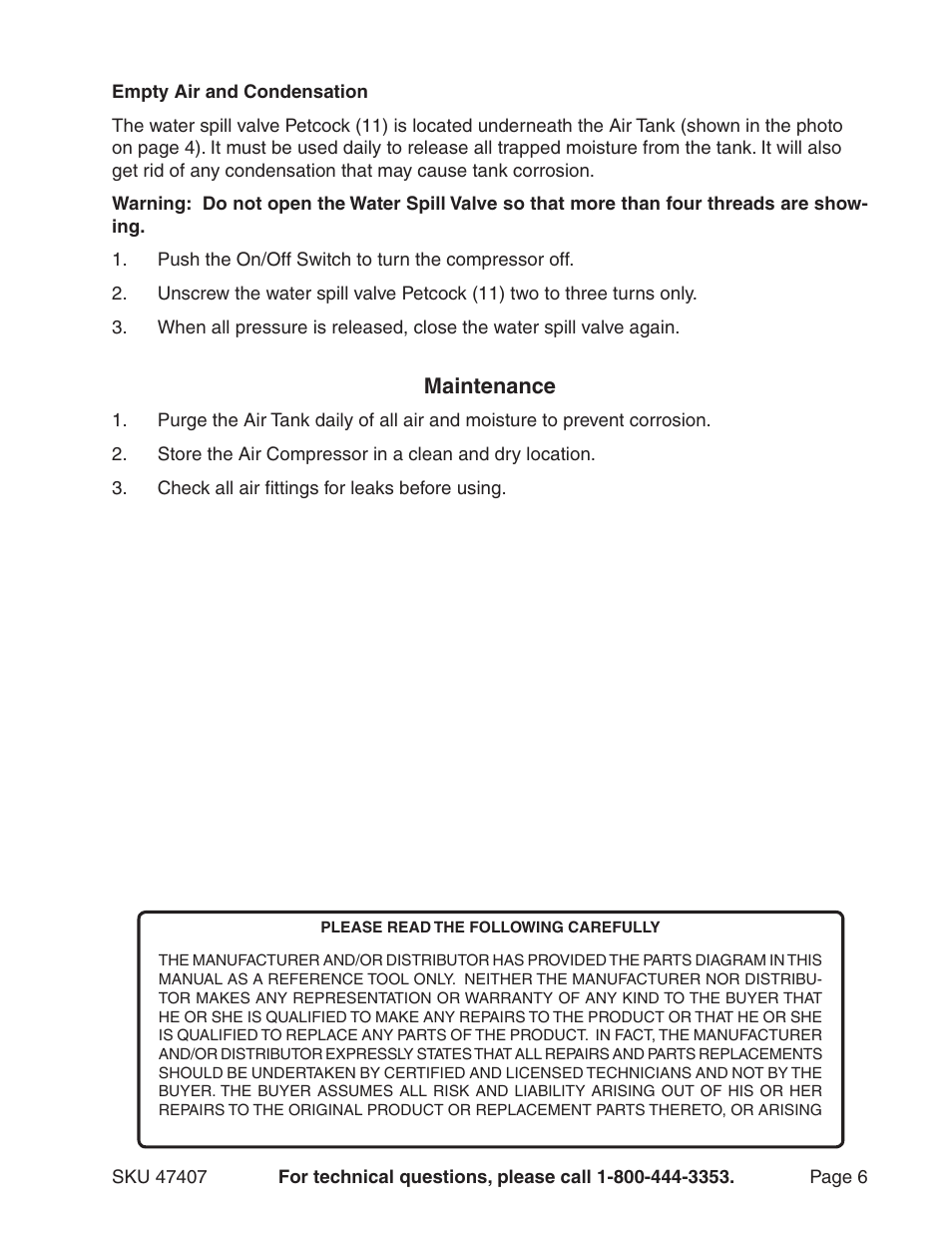 Harbor Freight Tools CENTRAL PNEUMATIC 47407 User Manual | Page 6 / 8