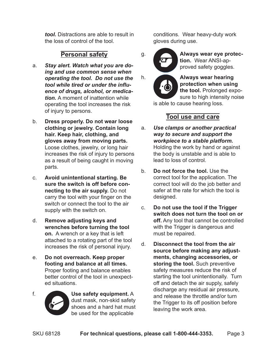 Harbor Freight Tools CENTRAL PNEUMATIC 68128 User Manual | Page 3 / 13