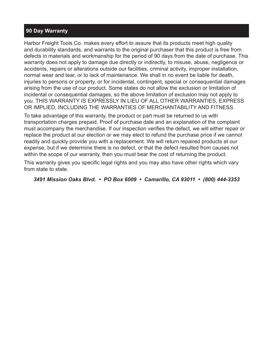 Harbor Freight Tools 93205 User Manual | Page 16 / 16