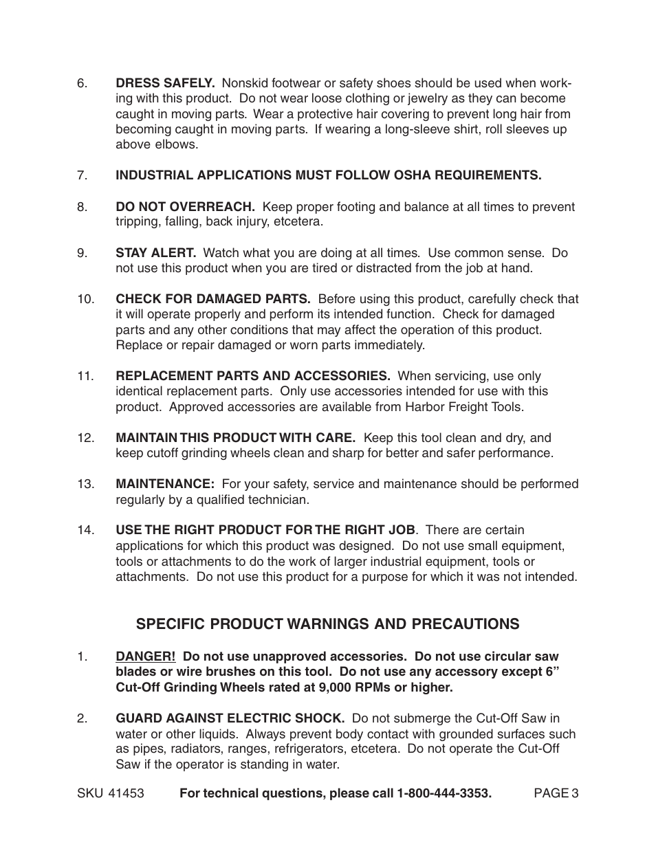 Harbor Freight Tools 41453 User Manual | Page 3 / 11