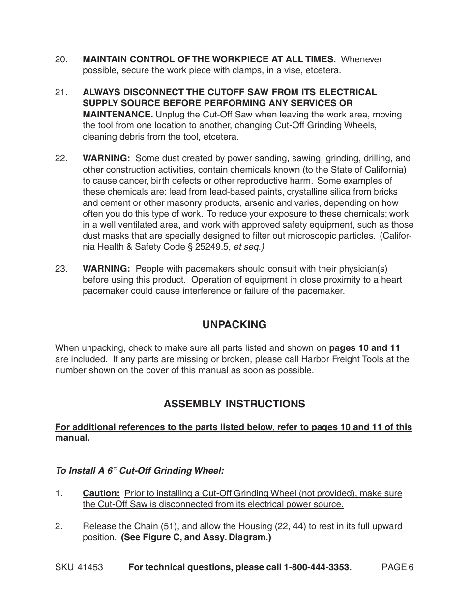 Harbor Freight Tools 41453 User Manual | Page 6 / 11