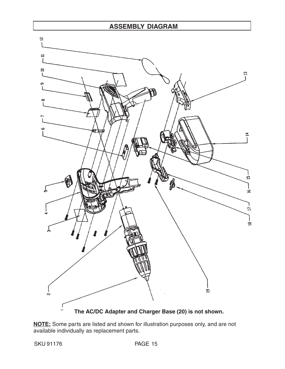 Assembly diagram | Harbor Freight Tools 91176 User Manual | Page 15 / 15