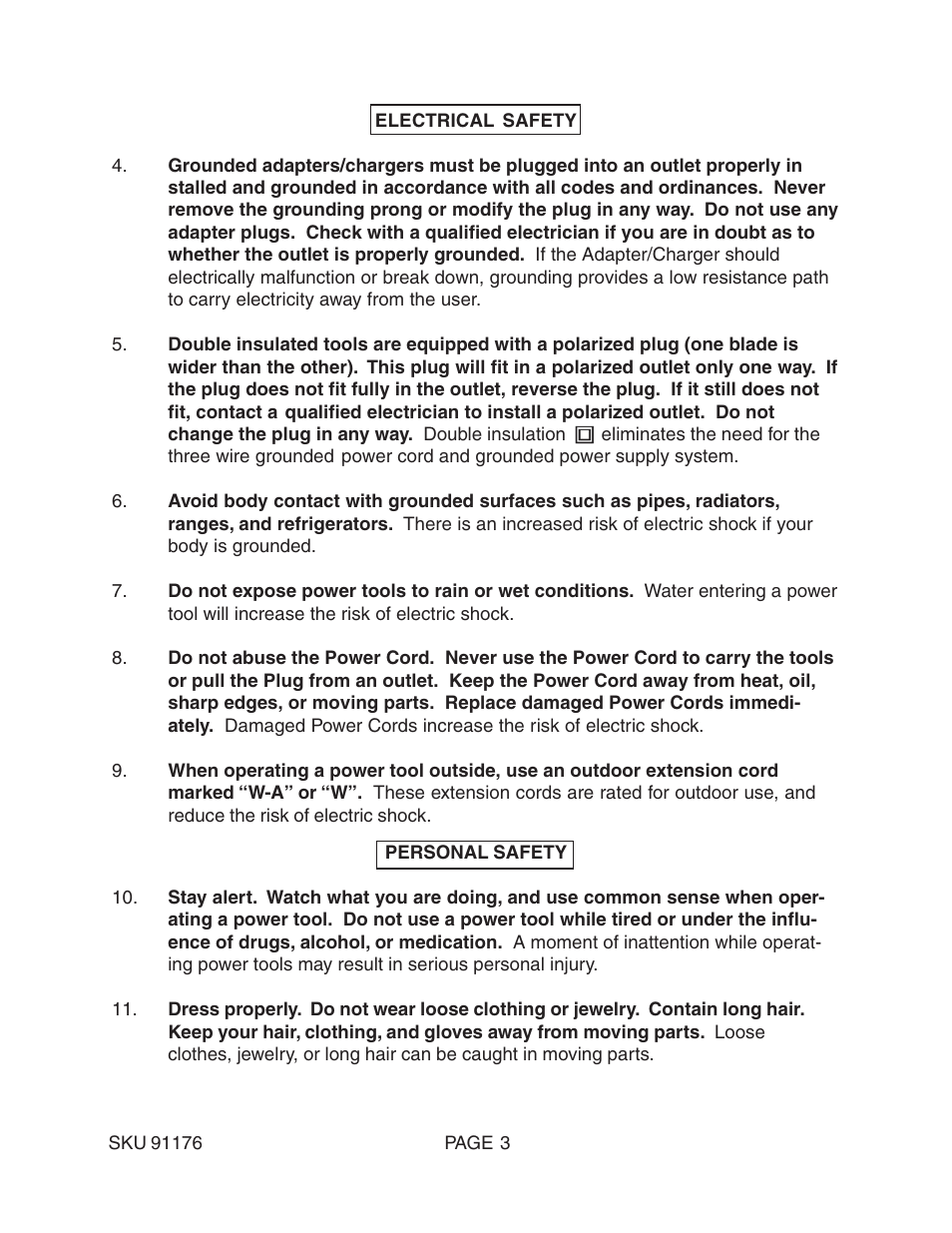 Harbor Freight Tools 91176 User Manual | Page 3 / 15