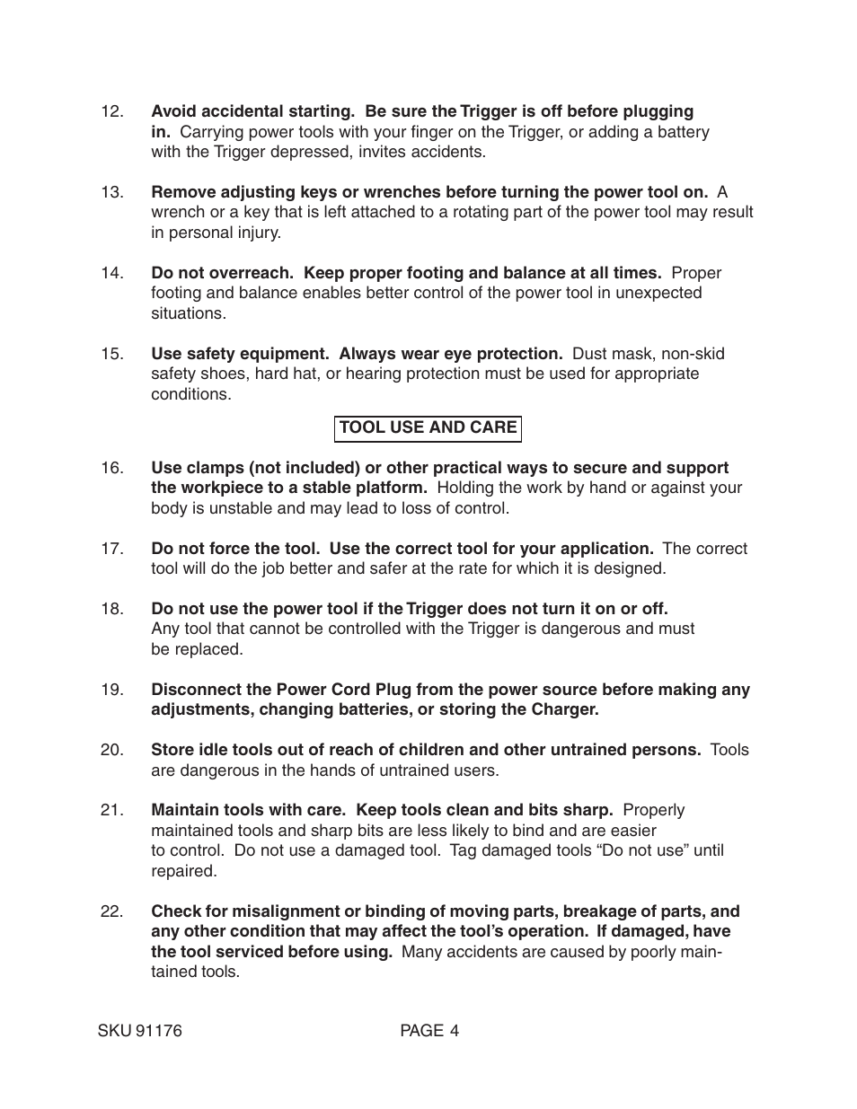 Harbor Freight Tools 91176 User Manual | Page 4 / 15