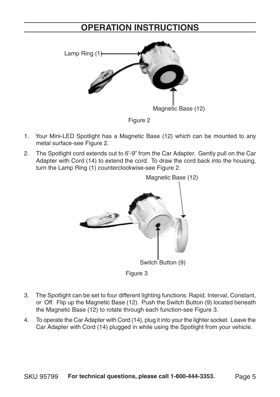 Operation instructions | Harbor Freight Tools CHICAGO ELECTRIC 95799 User Manual | Page 5 / 7