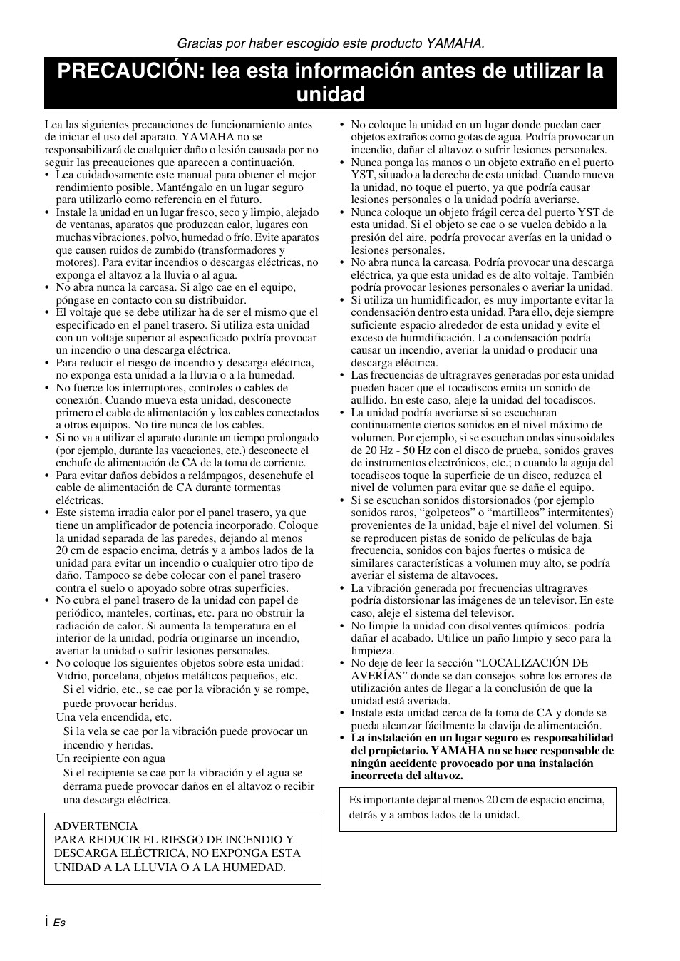 Español | Yamaha NS-SW210 User Manual | Page 42 / 68