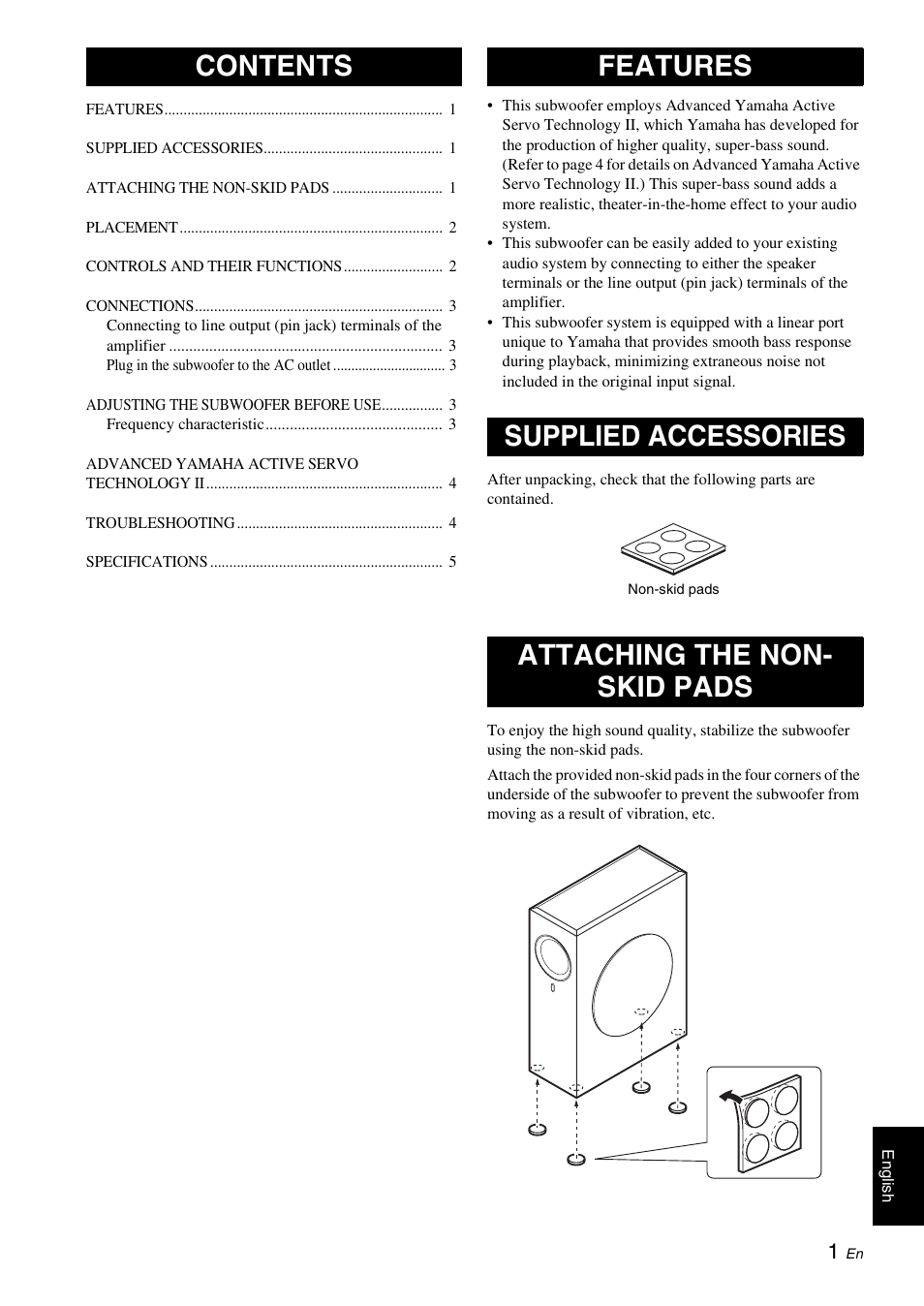 Yamaha NS-SW210 User Manual | Page 5 / 68