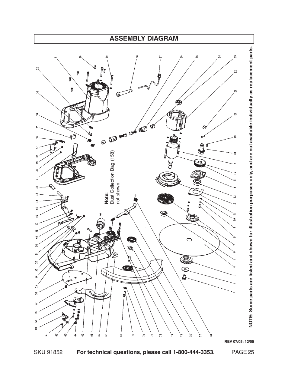 Assembly diagram | Harbor Freight Tools 91852 User Manual | Page 25 / 26