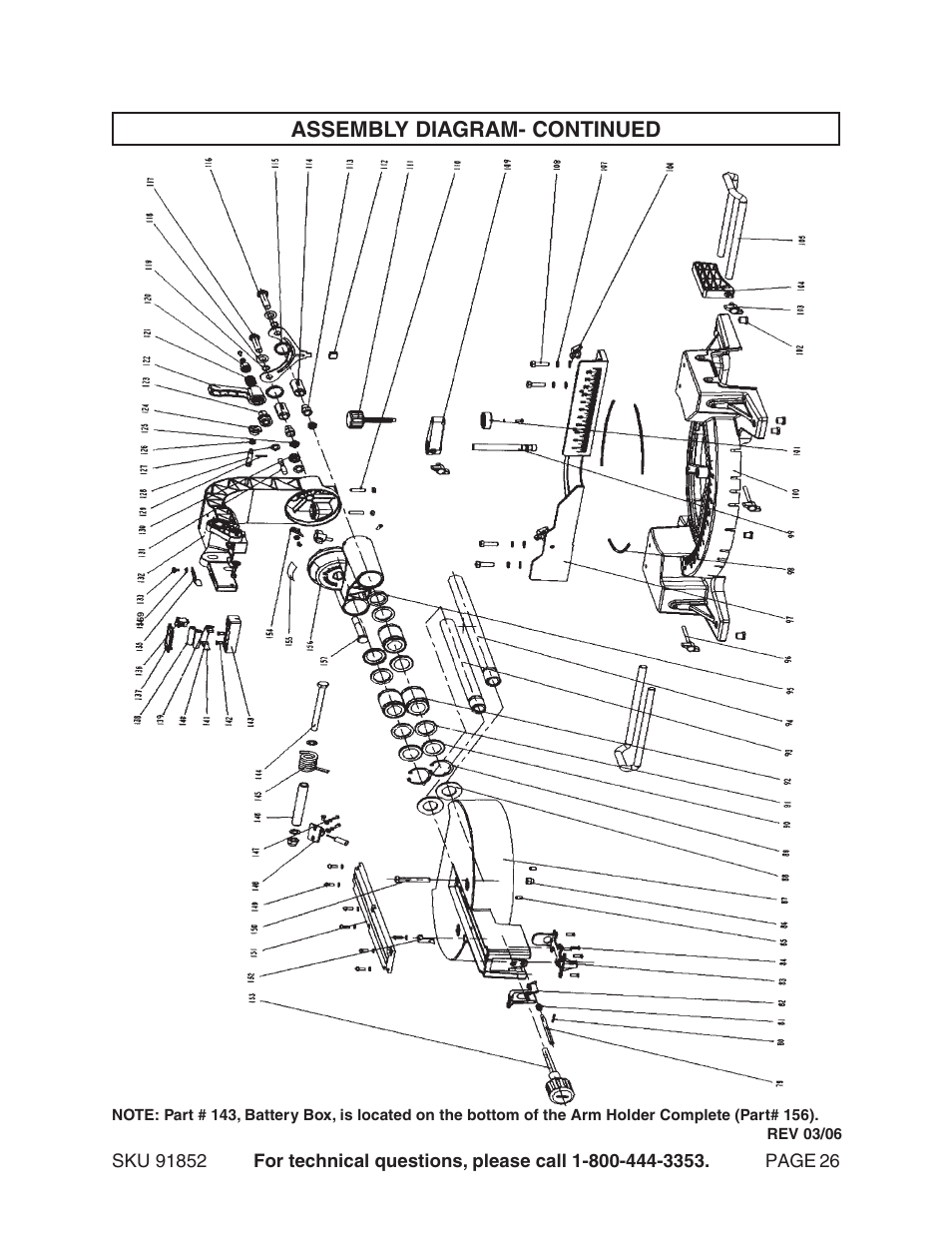 Assembly diagram- continued | Harbor Freight Tools 91852 User Manual | Page 26 / 26