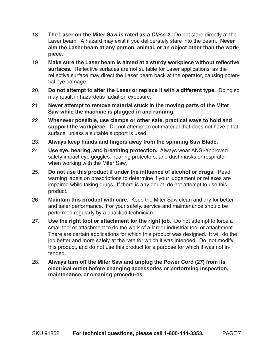 Harbor Freight Tools 91852 User Manual | Page 7 / 26
