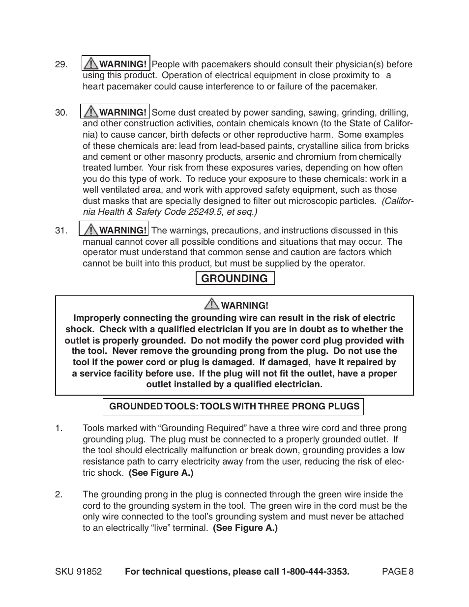 Harbor Freight Tools 91852 User Manual | Page 8 / 26